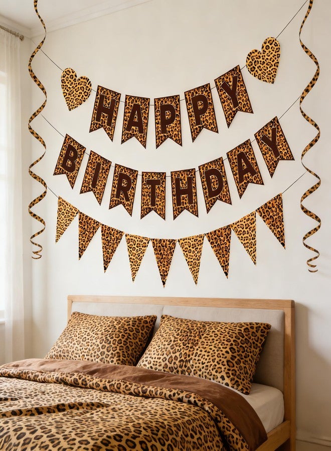 WAWEOOP Cheetah Print Birthday Decorations,Leopard Birthday Banner Pennant Banner,Cheetah Leopard Print Party Decor Supplies for Adults Women Girl - Image 5
